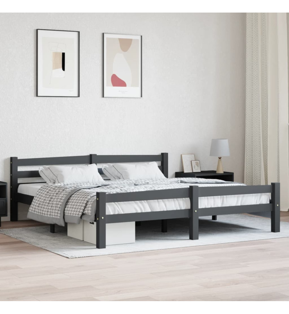 Cadre de lit Gris foncé Bois de pin massif 180x200 cm Cadre de lit Gris foncé Bois de pin massif 180x200 cm