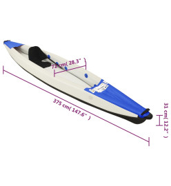 Kayak gonflable bleu 375x72x31 cm polyester