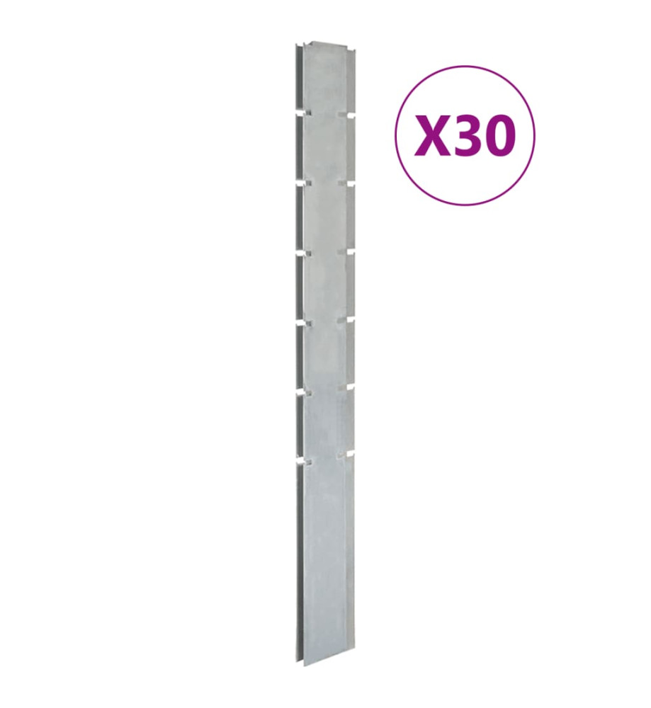 Poteaux de clôture 30 pcs argenté 180 cm acier galvanisé