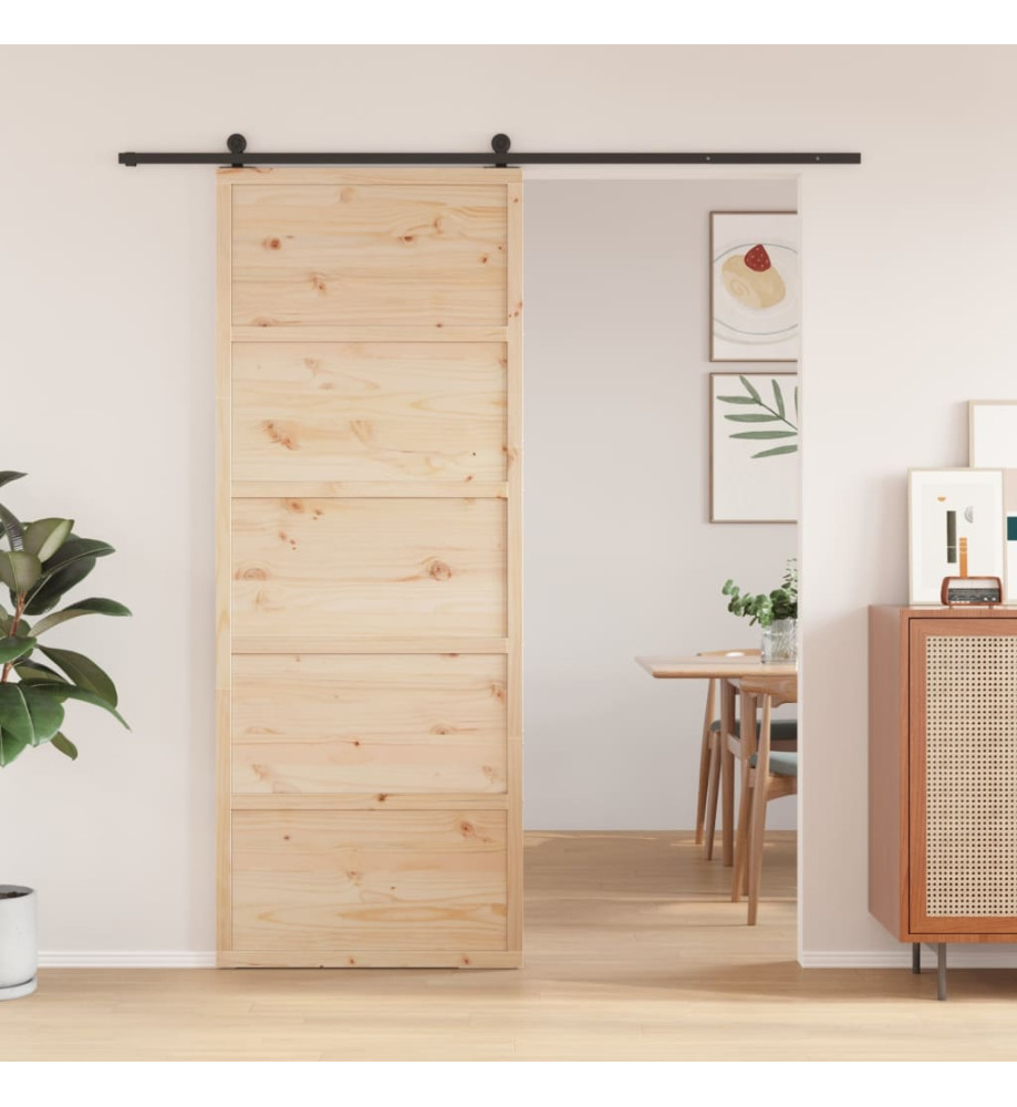 Porte de grange 80x208 cm bois massif de pin