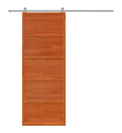 Porte de grange marron cire 80x208 cm bois massif de pin