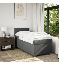 Sommier à lattes de lit et matelas Gris foncé 90x190 cm Tissu