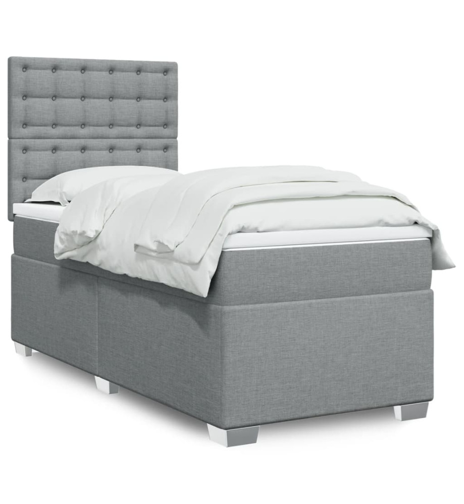 Sommier à lattes de lit et matelas Gris clair 90x190 cm Tissu