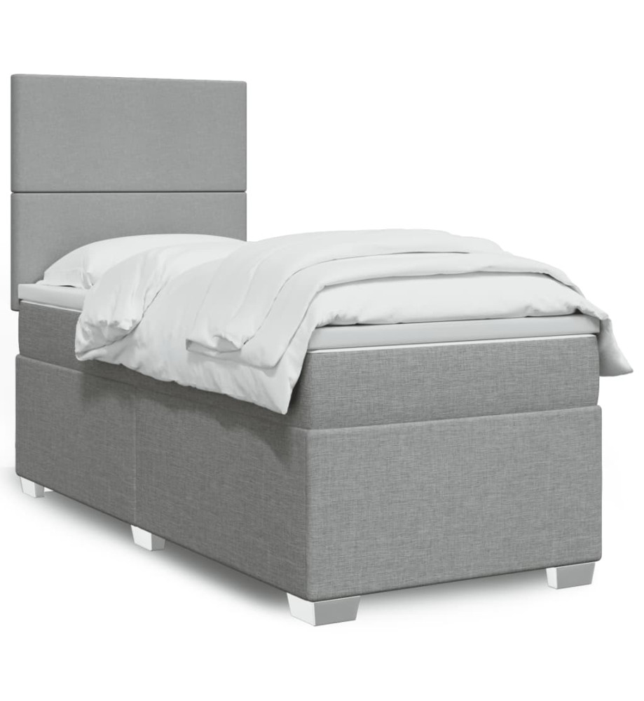 Sommier à lattes de lit et matelas Gris clair 90x190 cm Tissu Sommier à lattes de lit et matelas Gris clair 90x190 cm Tissu