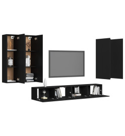 Ensemble de meuble TV 6 pcs Noir Aggloméré