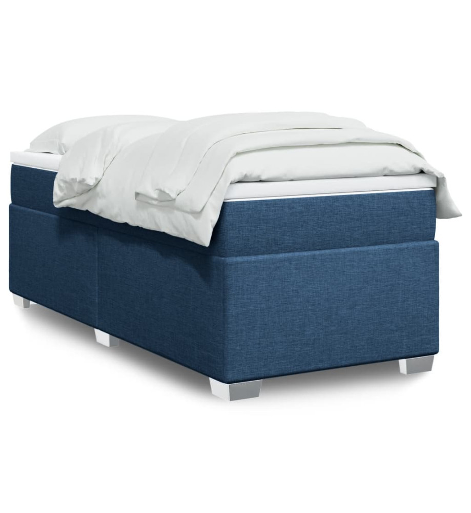 Sommier à lattes de lit avec matelas Bleu 90x200 cm Tissu Sommier à lattes de lit avec matelas Bleu 90x200 cm Tissu