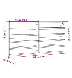 Armoire à vitrine chêne sonoma 100x8,5x50 cm bois d'ingénierie