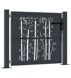 Portail de jardin anthracite 105x80 cm acier design de bambou