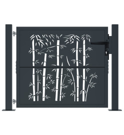 Portail de jardin anthracite 105x80 cm acier design de bambou