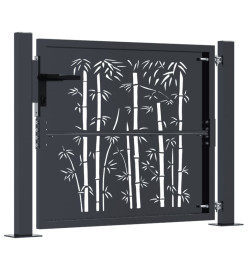 Portail de jardin anthracite 105x80 cm acier design de bambou