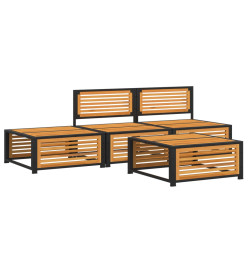Salon de jardin avec coussins 4 pcs bois d'acacia massif