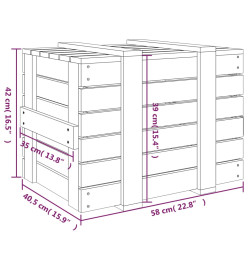 Boîte de rangement Blanc 58x40,5x42 cm Bois massif de pin