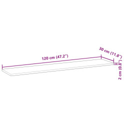 Étagère flottante 120x30x2 cm bois d'acacia massif non traité