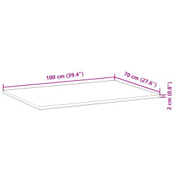 Dessus de bureau non traité 100x70x2 cm bois d'acacia massif