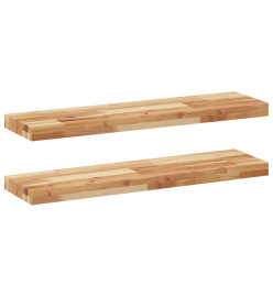 Étagères flottantes 2 pcs 80x20x4 cm acacia massif à l'huile