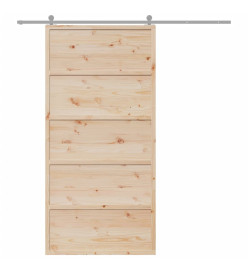 Porte de grange 100x208 cm bois massif de pin