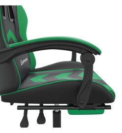 Chaise de jeu avec repose-pied Noir et vert Similicuir