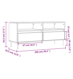 Meuble TV gris béton 100x34,5x44,5 cm bois d'ingénierie