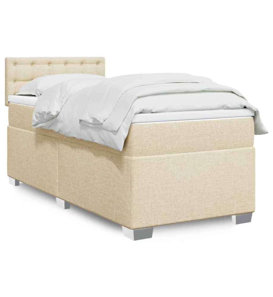 Sommier à lattes de lit et matelas Crème 90x190 cm Tissu Sommier à lattes de lit et matelas Crème 90x190 cm Tissu