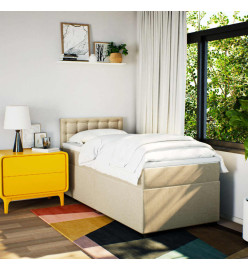 Sommier à lattes de lit et matelas Crème 90x190 cm Tissu