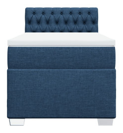 Sommier à lattes de lit avec matelas Bleu 100x200 cm Tissu