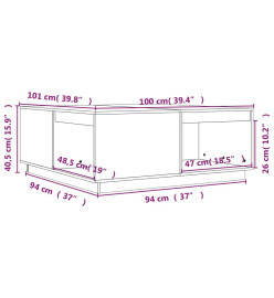 Table basse Gris 100x101x40,5 cm Bois massif de pin