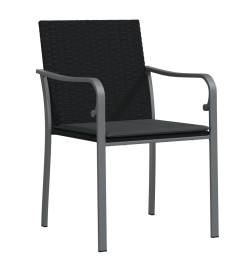 Chaises de jardin avec coussins lot de 6 noir 56x59x84 cm rotin