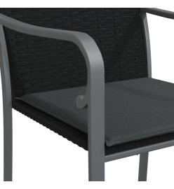 Chaises de jardin avec coussins lot de 6 noir 56x59x84 cm rotin