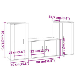 Ensemble de meubles TV 3 pcs Blanc Bois d'ingénierie