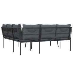 Ensemble de canapés de jardin et coussins noir acier textilène