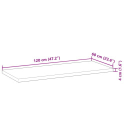 Dessus de bureau non traité 120x60x4 cm bois d'acacia massif