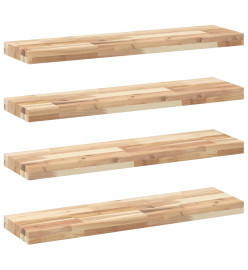 Étagères flottantes 4 pcs 80x20x4 cm acacia massif non traité