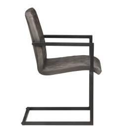 Chaises à manger cantilever lot de 6 gris cuir véritable