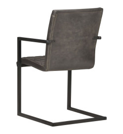 Chaises à manger cantilever lot de 6 gris cuir véritable