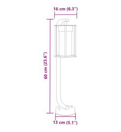 Lampadaires d'extérieur 3 pcs noir 60 cm acier inoxydable