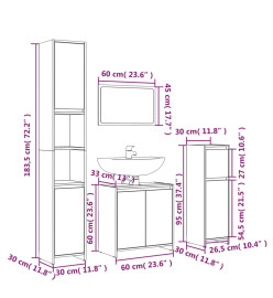 Ensemble de meubles de salle de bain 4 pcs Sonoma gris