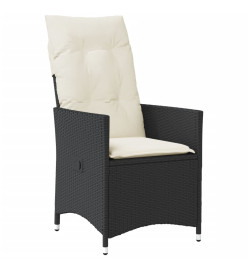 Ensemble de bistro de jardin 9 pcs coussins noir poly rotin