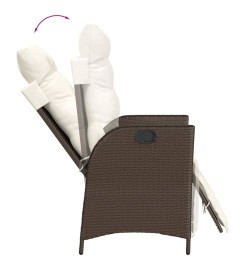 Ensemble à manger de jardin 5 pcs et coussins marron poly rotin