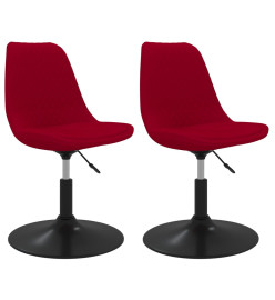 Chaises à dîner pivotantes 2 pcs Rouge Velours