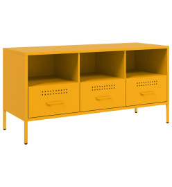 Meuble TV jaune moutarde 100,5x39x50,5 cm acier laminé à froid