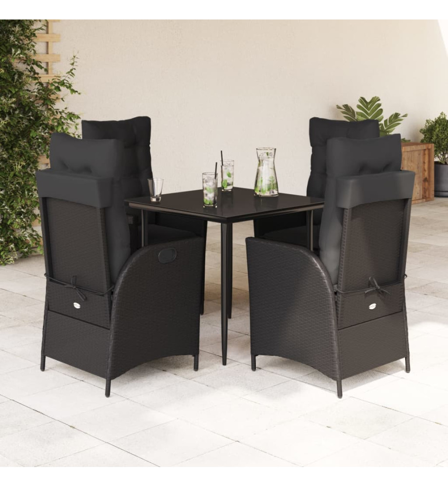 Ensemble à manger de jardin coussins 5pcs Noir Résine tressée Ensemble à manger de jardin coussins 5pcs Noir Résine tressée