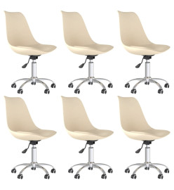 Chaises pivotantes à manger lot de 6 Crème Tissu