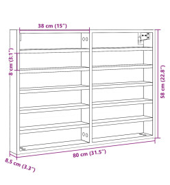 Armoire à vitrine chêne fumé 80x8,5x58 cm bois d'ingénierie