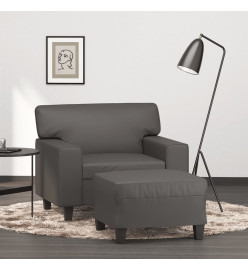 Fauteuil avec repose-pied Gris 60 cm Similicuir