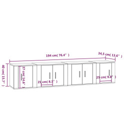 Ensemble de meubles TV 4 pcs Chêne marron Bois d'ingénierie