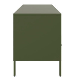 Meuble TV vert olive 100,5x39x50,5 cm acier laminé à froid