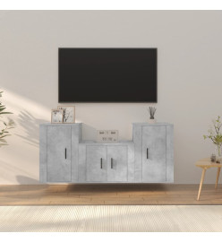 Ensemble de meubles TV 3 pcs Gris béton Bois d'ingénierie