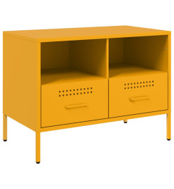 Meuble TV 2pcs jaune moutarde 68x39x50,5cm acier laminé à froid