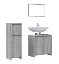 Ensemble de meubles de salle de bain 3 pcs Sonoma gris