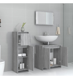 Ensemble de meubles de salle de bain 3 pcs Sonoma gris